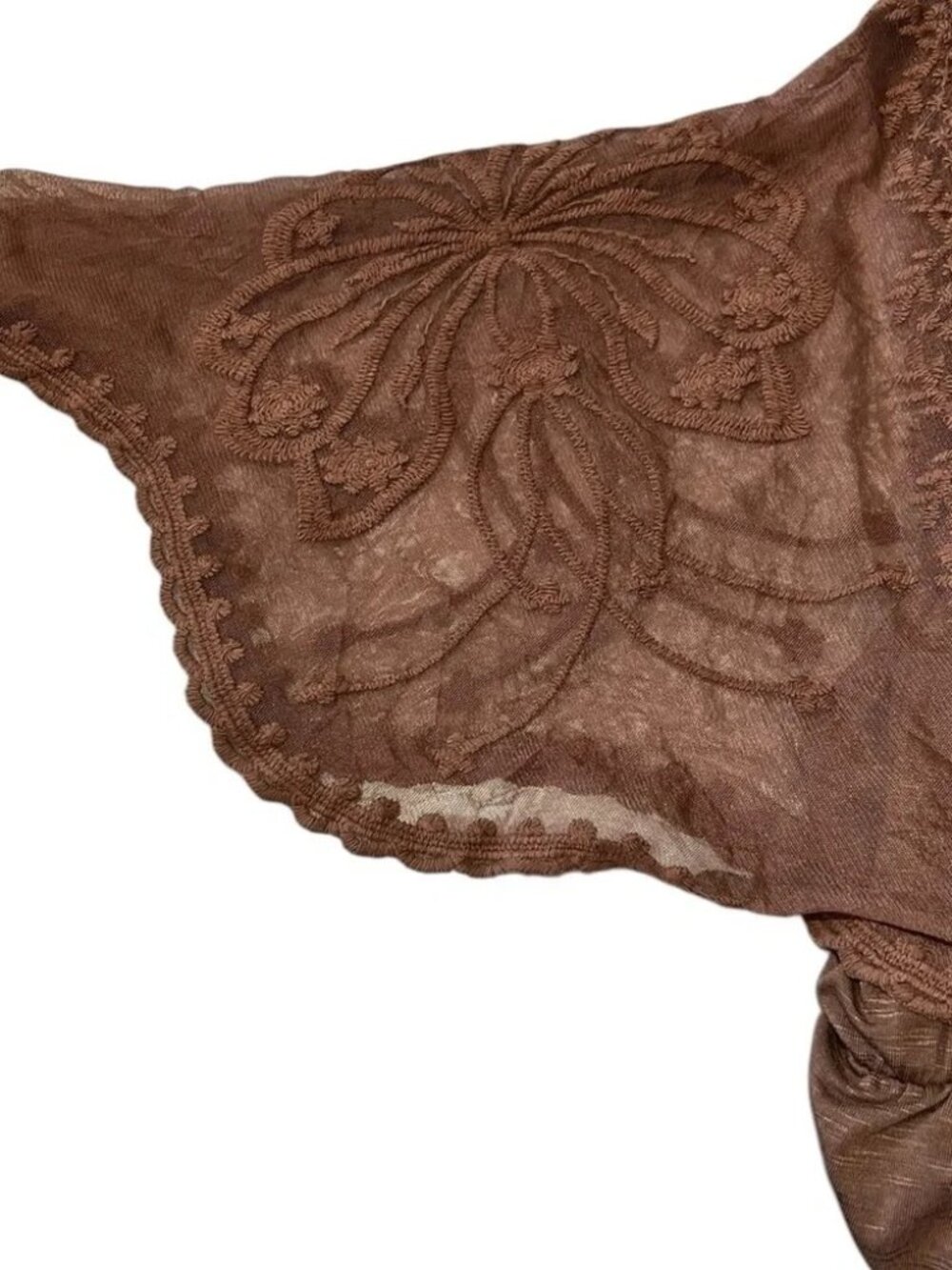 Torrid Knit Crew Neck Lace Dolman Sleeve Babydoll Top Brown 2 2X 18 20 -NWT - Picture 7 of 7